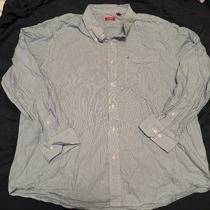 Izod Mens Button Down Shirt Size XXL Blue white Striped